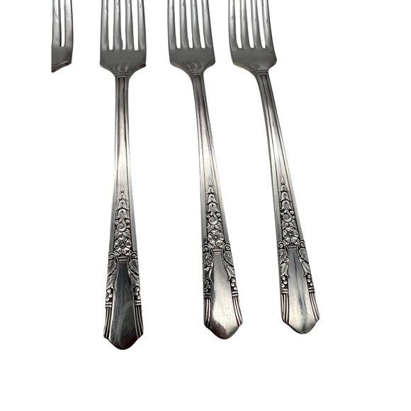 Oneida Simeon L & George H Rogers Jasmine 6 Grille Forks 7.5" Circa 1939 - Picture 3 of 5